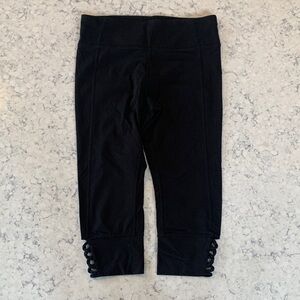 Calvin Klein Black Cropped Leggings with Lace Hem